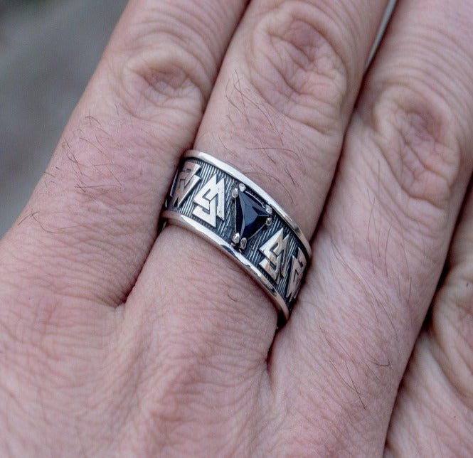 Sterling Silver Valknut Ring | Norse Viking Jewelry