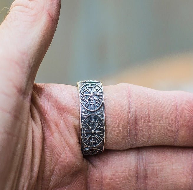 Vegvisir Runic Compass Sterling Silver Norse Ring