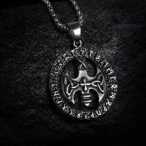 Viking Chain Necklace With Rune Axe Pendant