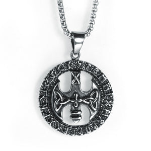 Viking Chain Necklace With Rune Axe Pendant