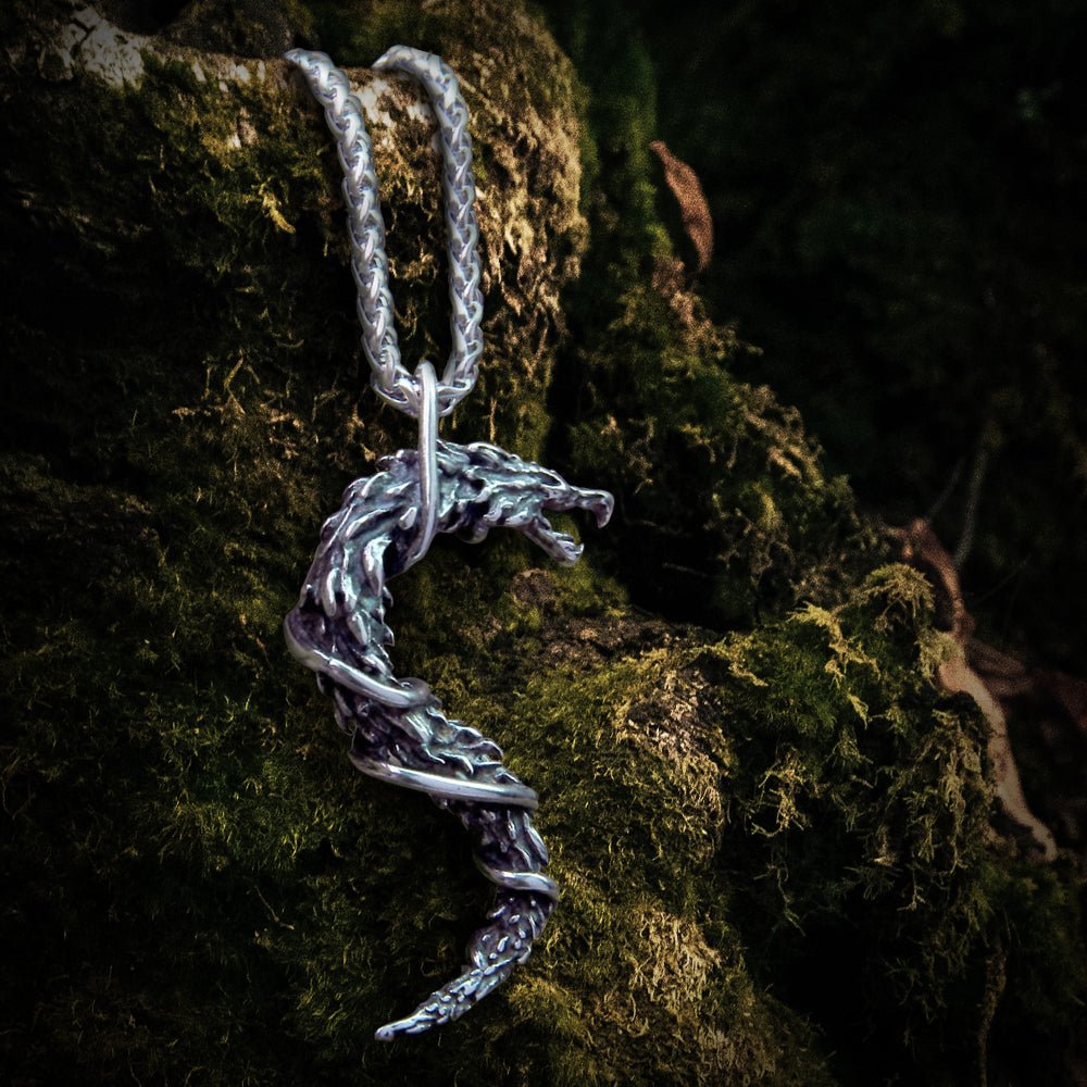 Viking Dragon Necklace in Steel