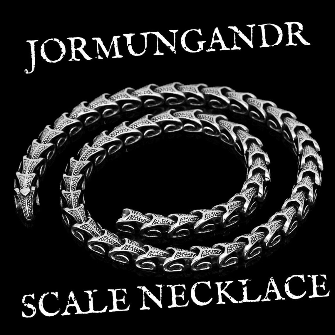 Viking Dragon Scale Necklace Jormungandr Segmented Steel Necklace