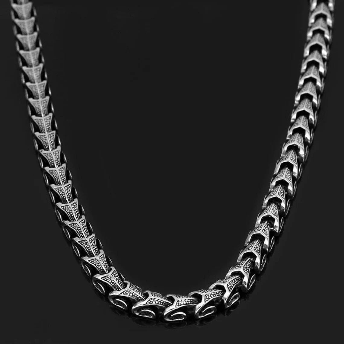 Viking Dragon Scale Necklace Jormungandr Segmented Steel Necklace