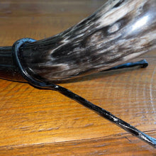 Load image into Gallery viewer, Viking Drinking Horn with Belt Loop and Iron Stand - Scale Pattern
