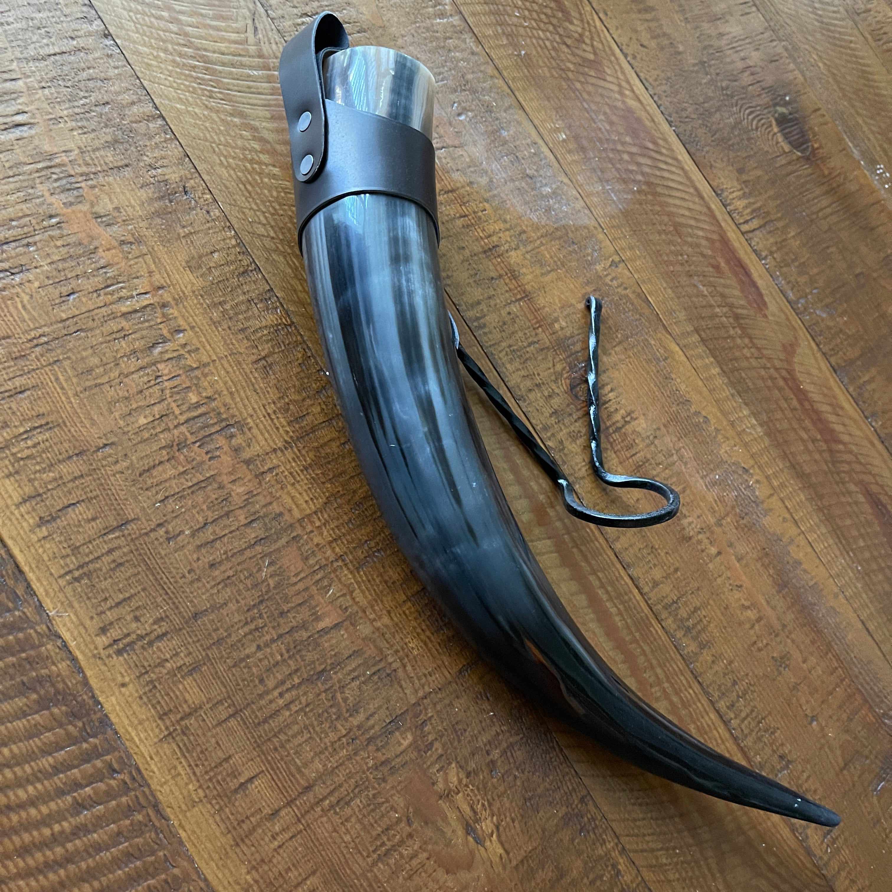 Viking Horn with Belt Loop and Iron Display Stand