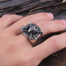 Load image into Gallery viewer, Viking Necklace And Ring Set - Helmet with Cross Axes
