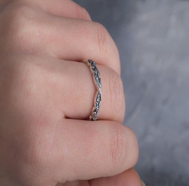 Sterling Silver Viking Raven Ring | Customizable Size