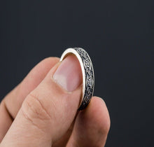 Load image into Gallery viewer, Sterling Silver Viking Ring | Scandinavian Ornament Design
