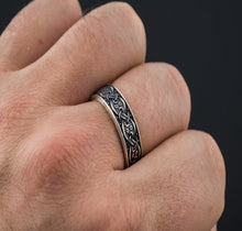 Load image into Gallery viewer, Sterling Silver Viking Ring | Scandinavian Ornament Design
