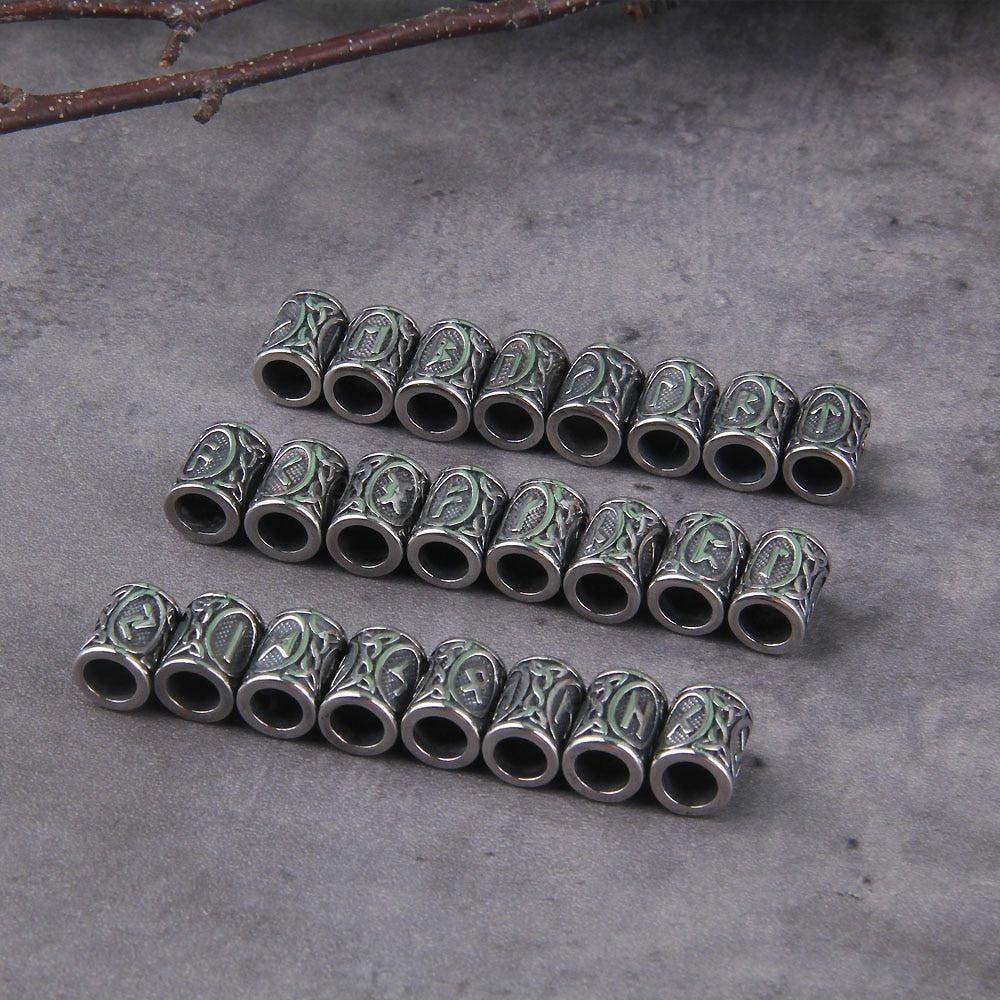 Viking Rune Futhark Steel Beard Beads