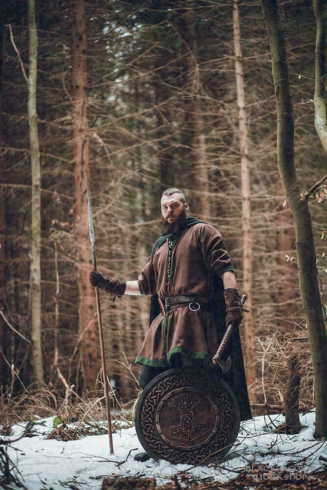 Viking Shield With Carved Hammer Of Thor - Mjolnir