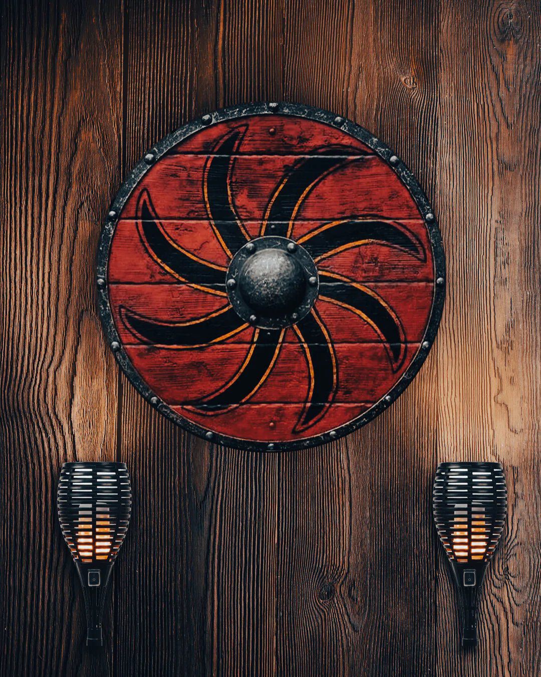 Viking Shield with Round Sun Symbol