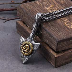 Viking Spearhead Valknut Amulet Necklace