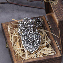 Load image into Gallery viewer, Viking Stag Shield Protection Rune Necklace
