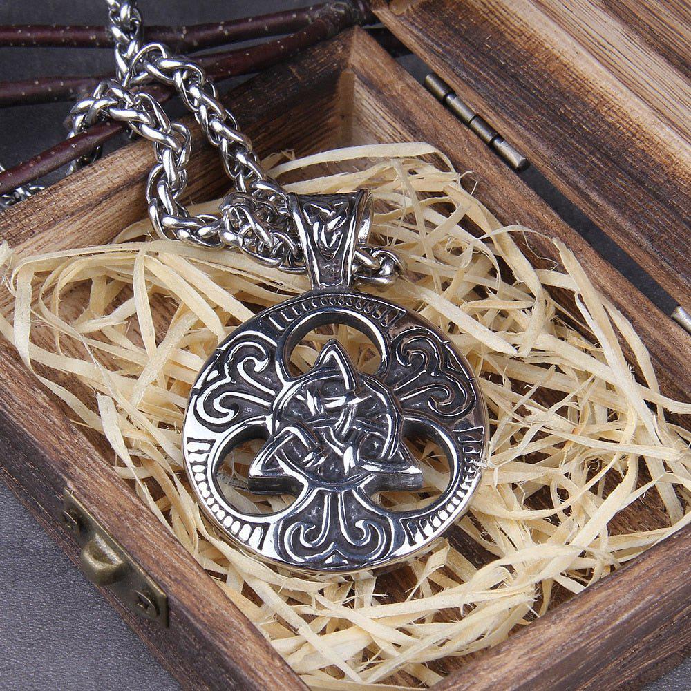 Viking Triskele Knotwork Steel Pendant Necklace