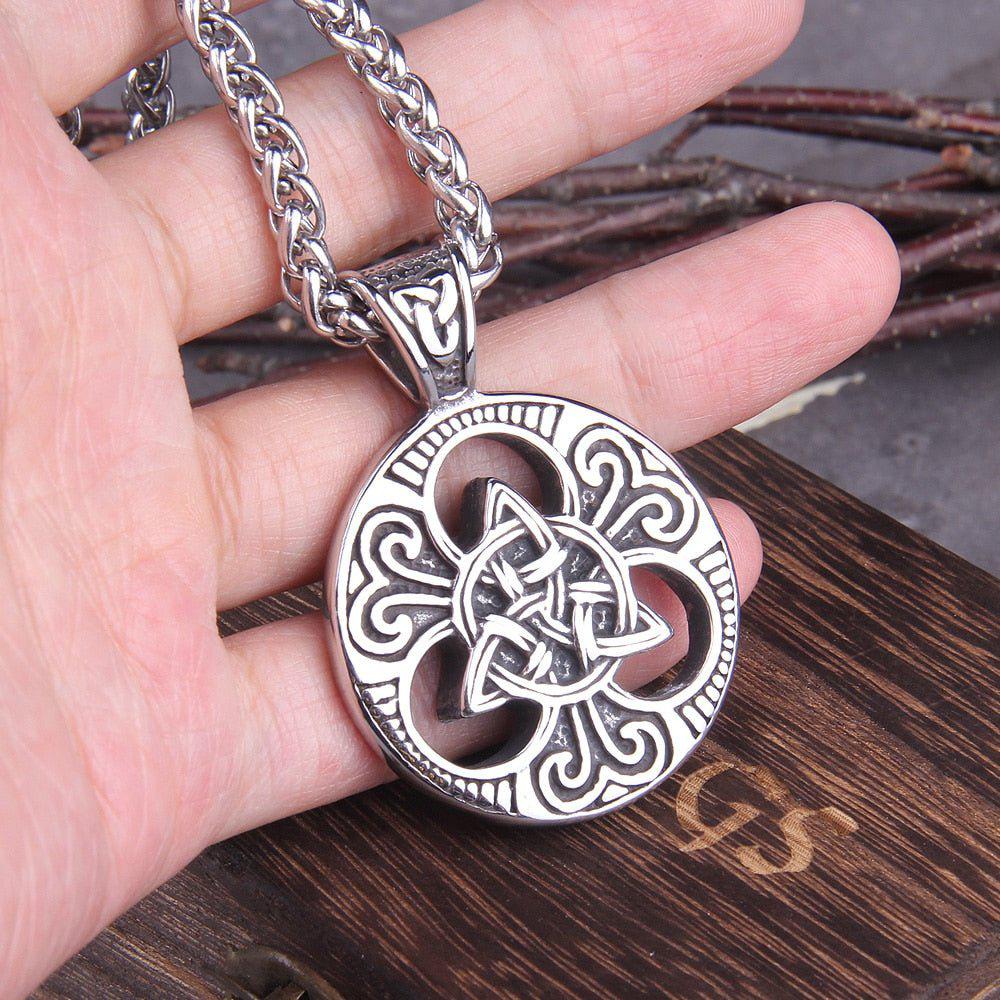 Viking Triskele Knotwork Steel Pendant Necklace