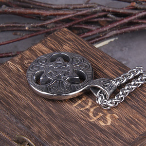 Viking Triskele Knotwork Steel Pendant Necklace