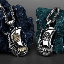 Load image into Gallery viewer, Viking Valknut Longboat Pendant Necklace
