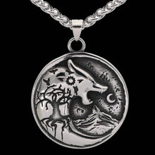 Load image into Gallery viewer, Viking Wolf Hati and Skoll Sun and Moon Norse Necklace | Handcrafted
