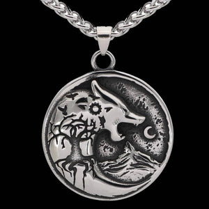 Viking Wolf Hati and Skoll Sun and Moon Norse Necklace | Handcrafted