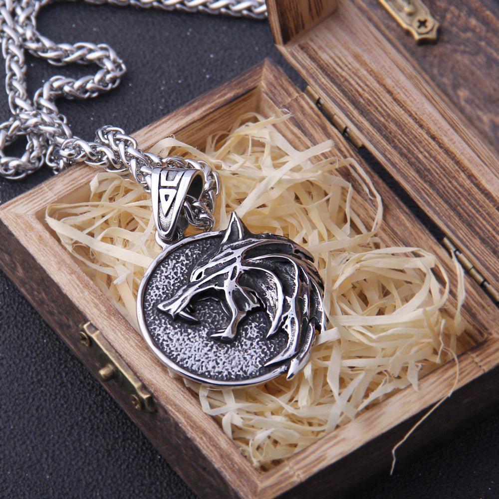 Viking Wolf Head Necklace & Ring Set | Stainless Steel Norse Jewelry