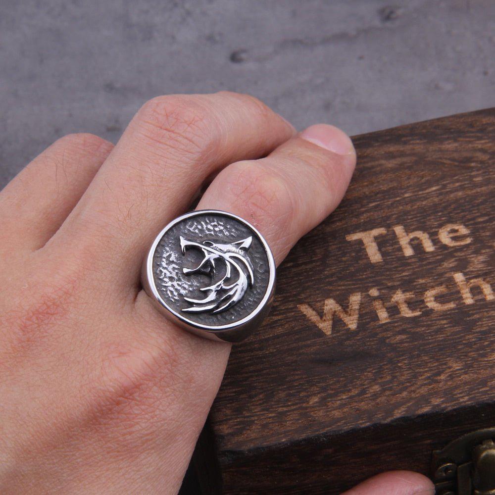 Viking Wolf Head Necklace & Ring Set | Stainless Steel Norse Jewelry