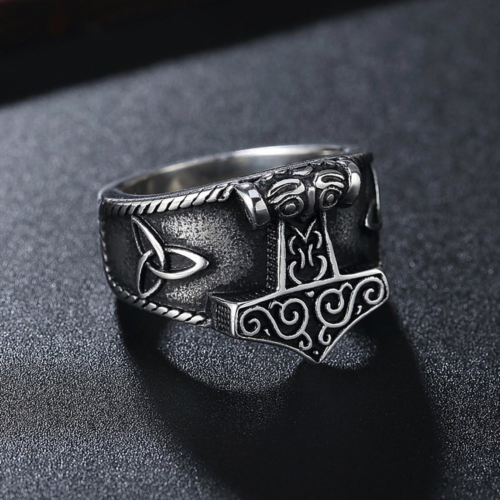 Vintage Hammer Stainless Steel Ring