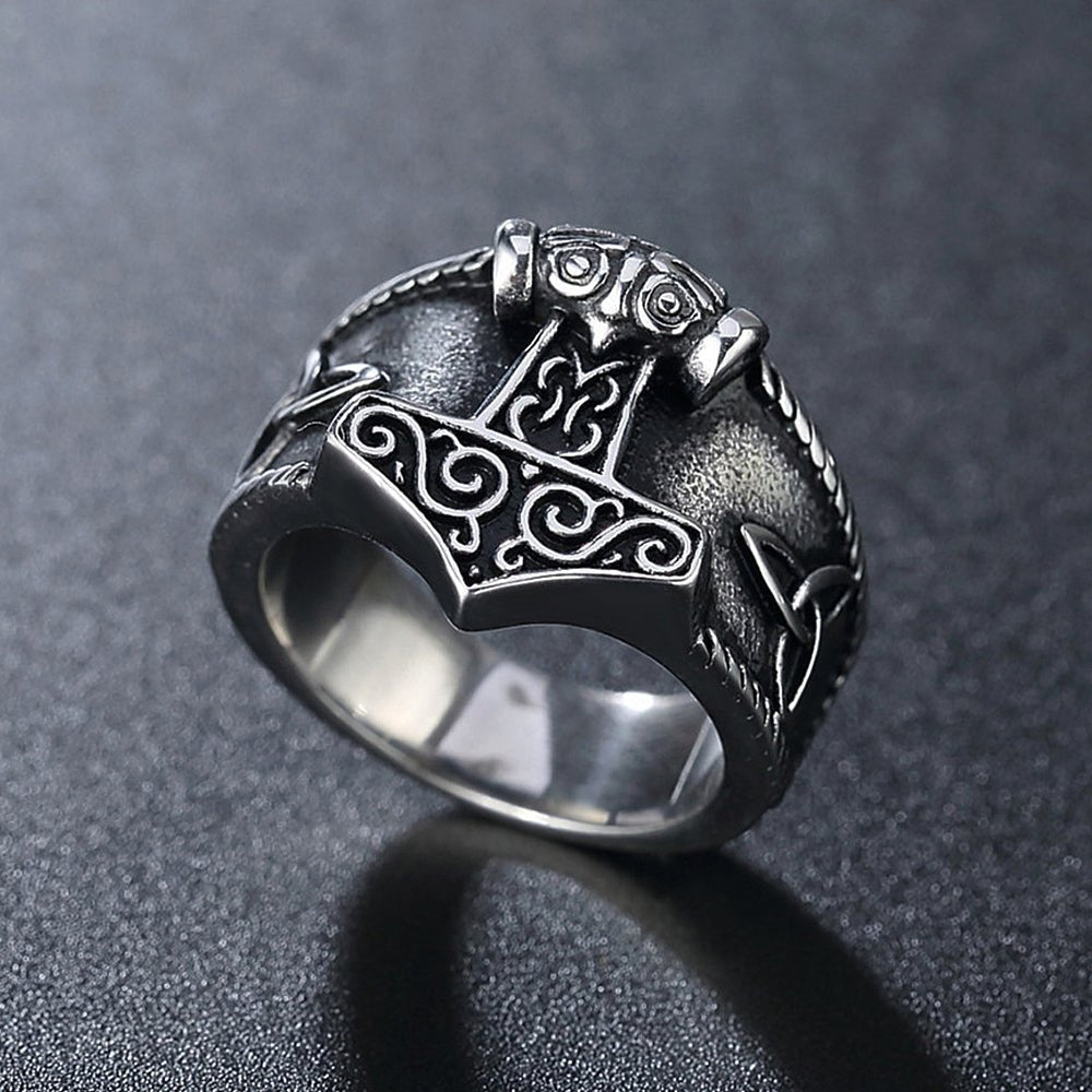 Vintage Hammer Stainless Steel Ring