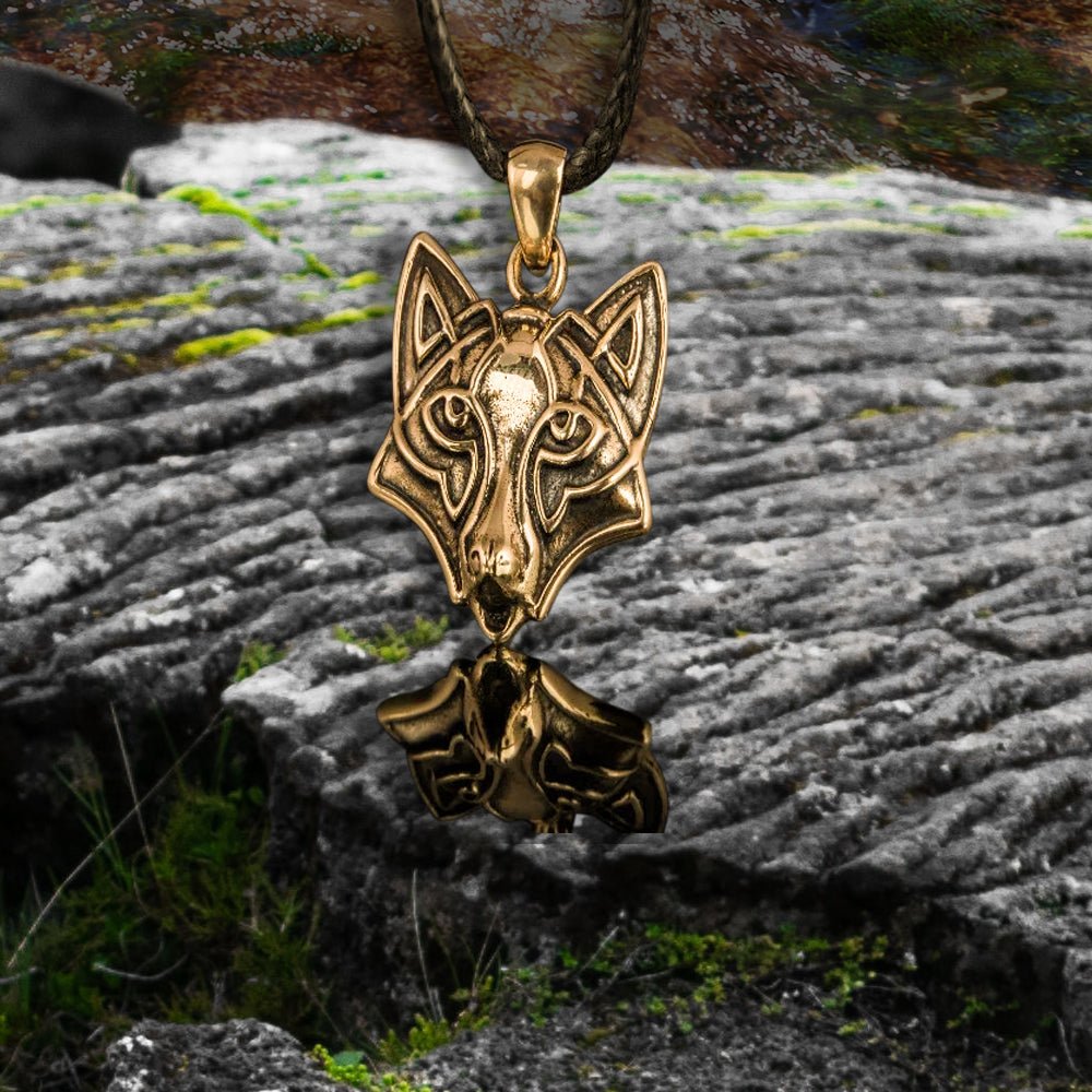 Viking Wolf Pendant in Bronze | Handmade One-Sided Jewelry