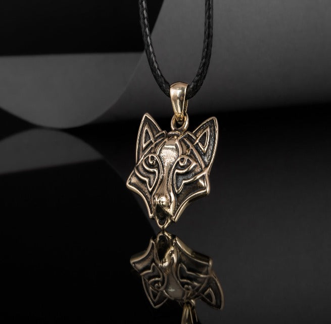 Viking Wolf Pendant in Bronze | Handmade One-Sided Jewelry