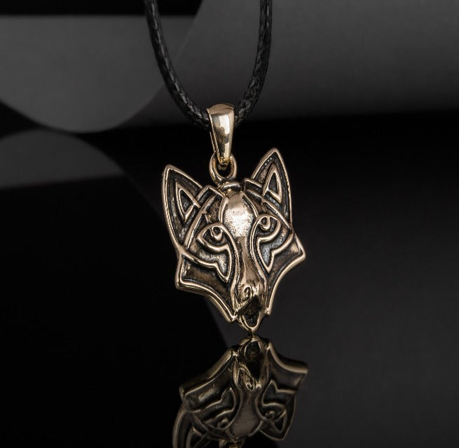 Viking Wolf Pendant in Bronze | Handmade One-Sided Jewelry