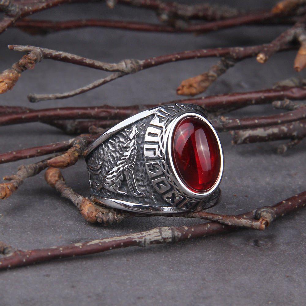 Wolves and Ravens of Odin Futhark Talisman Signet Ring | Handcrafted