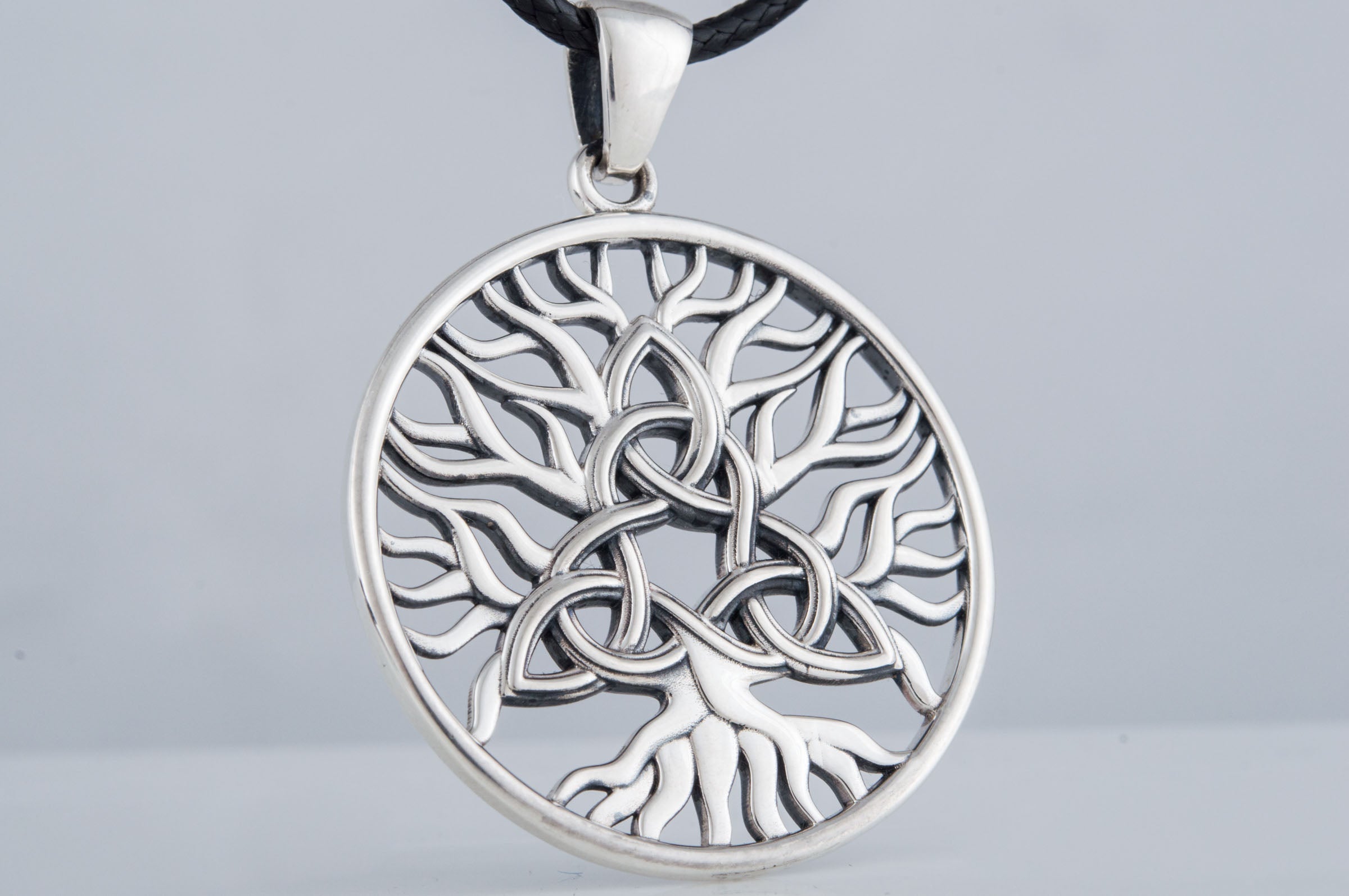 Sterling Silver Yggdrasil Viking Pendant | Triquetra Symbol